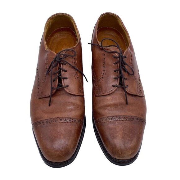 Allen Edmonds Shoes Men\'s 11 D Benton Cap Toe Brogue Derby Brown Leather Vibram main image 13